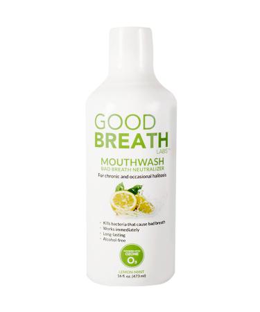 Goodbreath Labs Mouthwash | New Ozone Technology Specialized in Chronic Halitosis | Mouth Rinse Alcohol Free | Bad Breath Neutralizer | Lemon-Mint Flavor Oral Rinse for Gum Disease ((1 Pack) 16 oz) 16 Fl Oz (Pack of 1)