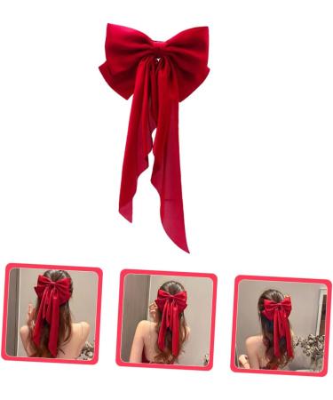 DOITOOL Satin Ribbon Hairpin Hair Clip Bows for Hair Barrettes for Teen Girls Hair Ribbons for Teen Girls Hair Bow Clips Hair Bows for Women Miss Bow Tie Headgear Metal Red - Buy Online on GoSupps.com