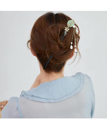 4 Pcs Retro Wooden Flower Hair Chopsticks Set - Japanese Chinese Hair Stick Vintage Hanfu Pins Headdress for Women - Buy Online on GoSupps.com