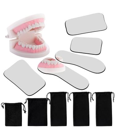 Furein smile dental mouth mirror occlusal reflector mirror intraoral photography mirror 2 pages dasal plated glass intraoral photo reflector dental mirror for clinic dentist (5 pieces)
