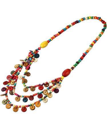 Kesyoo Bohemian Multi-Layer Coconut Pearl Necklace | Colorful Pendant Jewelry for Women | Perfect Summer Party & Hawaii Luau Gift - Buy Online on GoSupps.com