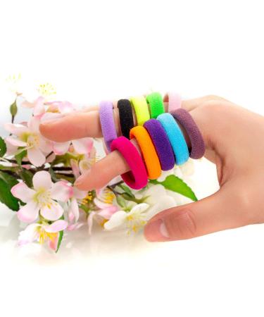 120PCS Elastic Hair Ties for Girls â€“ Seamless Cotton Ponytail Holders in 10 Colors â€“ Soft Baby Hair Bands for Kids & Toddlers - Buy Online on GoSupps.com