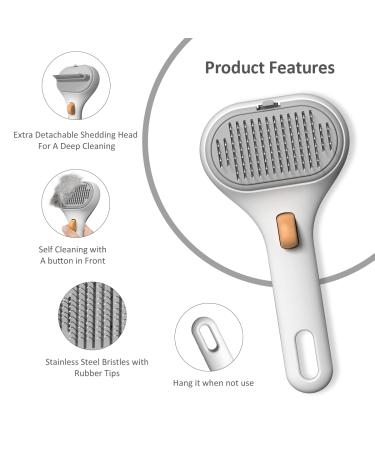 2 in 1 Pet Grooming Brush for Cats and Dogs | Shedding, Mats, Tangles | Long/Short Hair | Upgrade Pet Grooming Kit - Buy Online on GoSupps.com
