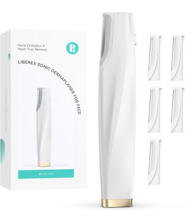 Liberex Cleansing Your Days Sonic Dermaplaning Tool for Face Rechargeable Dermaplane Razor with 6 Refill Dermablades Facial Hair & Peach Fuzz Remover for Women