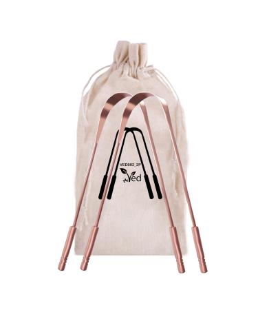 Ved tongue scraper made of 100% pure copper with an environmentally friendly travel bag 2 pieces tongue cleaner made of natural copper with a good handle and comfortable handle.