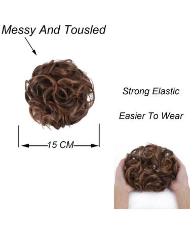 ELAINE Messy Tousled Wavy Curly Hair Buns Ponytail Extension - Dark Brown Tip Light Auburn - Buy Online on GoSupps.com
