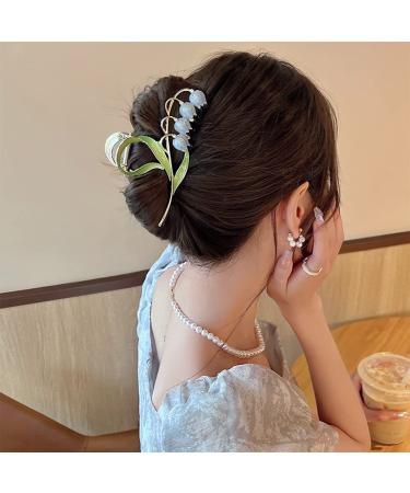 Blue Lily of the Valley Large Flower Hair Claw Clip for Women - Strong Metal Non-Slip Hair Clip for Thick and Thin Hair - Acetate Hair Accessories - Buy Online on GoSupps.com