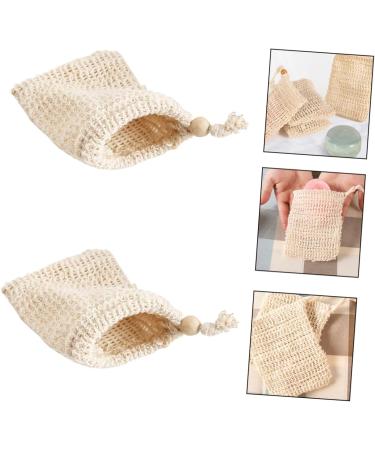 Baluue 4pcs Handmade Soap Bag Small Mesh Soap Bag Shower Foaming Loofah Cotton Linen White - Buy Online on GoSupps.com