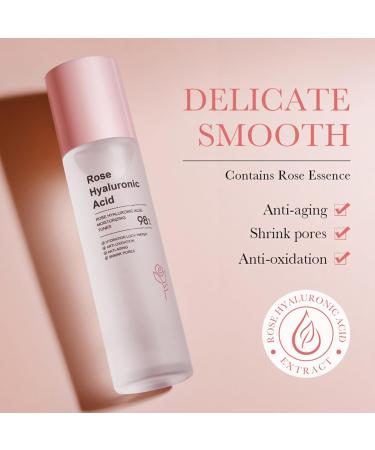 Rose Hyaluronic Acid Rose Water Face Mist Rose Toner for Face Face Mist Spray Hydrating Rose Toner for Face Skincare Rose Smoothing Toner for Face Face with 98% Rose & Hyaluronic Acid - Buy Online on GoSupps.com