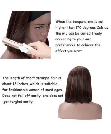TISTAYA Highlight Short Bob 12 Brown Headband Wig for Black Women - Heat Resistant Synthetic Hair - Daily Wear - BB1202HB (BL6/30) - Buy Online on GoSupps.com