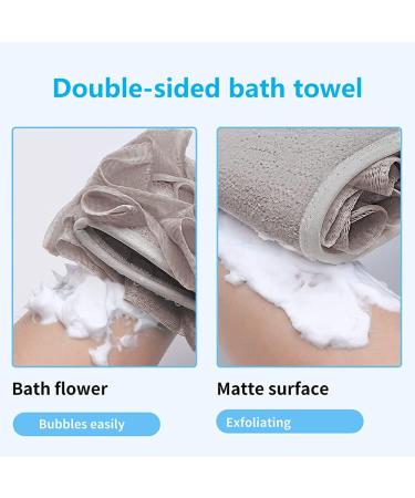 DINGC Back Shower Scrubber with Bath Flower Shower Sponges Exfoliating Back Scrubber with a Handle on Both Sides Shower Sponges for Use in Shower Double Sided Back Scrubber (Brown 70cm) - Buy Online on GoSupps.com
