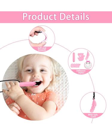 5-Pack Baby Bite Rings - Sensory Chewing Necklace Food-Grade Silicone Teething Toys for Babies (Pink) - Effective Relief for Teething Discomfort - Buy Online on GoSupps.com