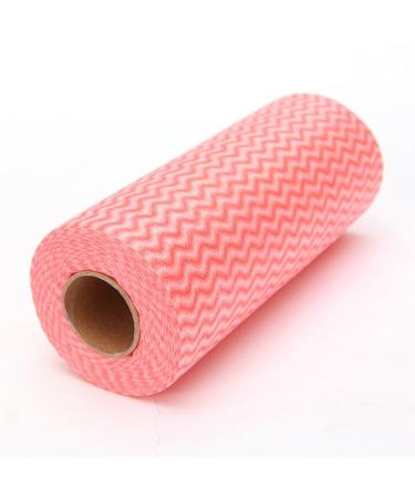 Roll of 50pcs Multipurpose Non-woven Fabric Nonstick Wiping Rags House Cleaning Cloth Kitchen Dish Dishcloth (Red)