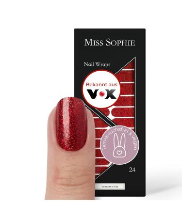 Original Miss Sophie nail foils Vampire's Kiss I 24 Ultra-D nne nail polish strips with glitter in red I for finger & toenails I stops on natural and painted acrylic gel & shellac nails Vampire's Kiss 24 - Buy Online on GoSupps.com