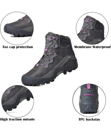 Skenary Women's Dimo Hiking Boots Mid Waterproof Walking Shoes 9 Grey - Stylish and durable outdoor footwear - Buy Online on GoSupps.com