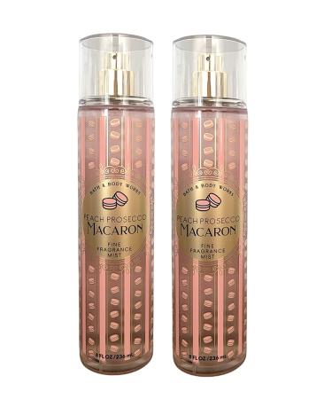 Bath and Body Works Peach Prosecco Macaron Fine Fragrance Body Mist Gift Set - Value Pack Lot of 2 (Peach Prosecco Macaron)