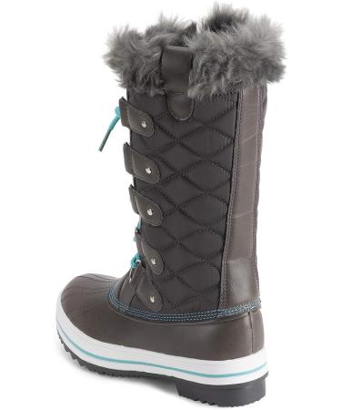 Polar Women's Nylon Tall Winter Snow Boot, Size 6, Gray/Blue - Waterproof & Insulated - Buy Online on GoSupps.com