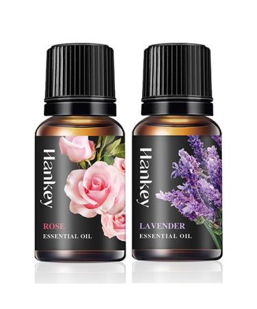 Rose and Lavender Essential Oil Pure Organic Rose Lavender Oil for Diffuser Massage Soap Aromatherapy Bath Skin Care - 2 x 10ml (Rose+Lavender)