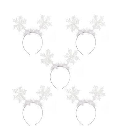 NAUZE 5 Pieces Christmas Snowflake Headband Glitter Headwear Christmas Head Boppers for Women Girl Christmas Hair Accessories