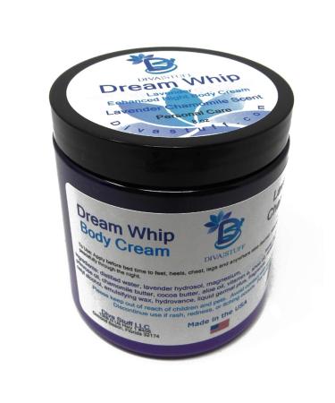 Diva Stuff Dream Whip Magnesium and Hemp Enhanced Night Body Cream for Relaxation and Bedtime Routine Lavender Chamomile 8 oz (Made in the USA) 8 Ounce (Pack of 1)