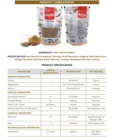 Mum's Premium Cumin Powder - 150g Ground Cumin Seeds | Buy Online - Buy Online on GoSupps.com