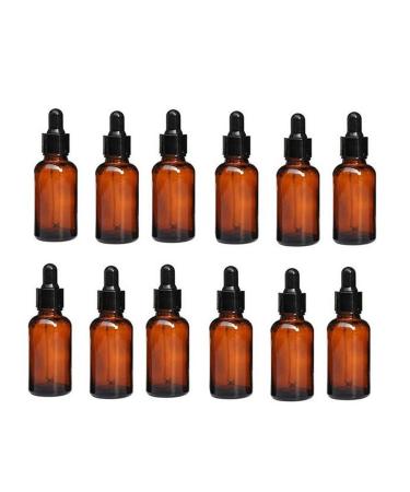 12pcs 20ml 0.67oz empty refillable amber glass essential oil bottle vial container with glass pipette dropper