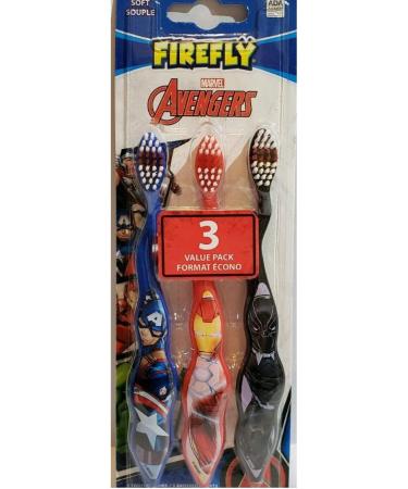Firefly Avengers Toothbrush Pack (3) - Travel Dental Set with Iron Man, Captain America, Black Panther Characters for Kids - Buy Online on GoSupps.com