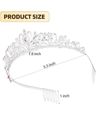 Dazzling Pink Crystal Crown Tiara with Comb - Perfect for Women and Girls | Ideal for Wedding, Birthday, or as a Gift - By Dicodoum (1 Pack) - Buy Online on GoSupps.com