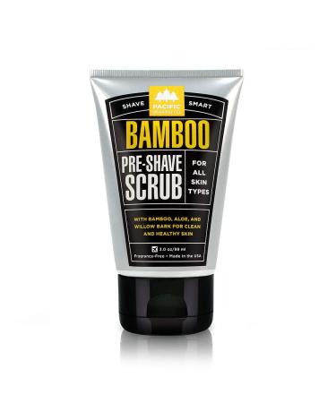 Pacific Shaving Company Bamboo Pre-Shave Scrub - Exfoliating Face Scrub & Cleanser - Daily Face Wash for Men with Aloe Vera & Willow Bark Extract - Soothes  Moisturizes & Controls Blemishes (3 Oz)