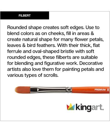 KINGART Radiant 6500-8 Filbert Series Premium Golden Synthetic Brushes for Acrylic, Oil & Watercolor - Professional Art Brushes - Buy Online on GoSupps.com