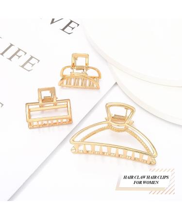 Brinie Gold Metal Claw Clips Set - Pack of 3 | Hair Accessories for Women and Girls - Buy Online on GoSupps.com