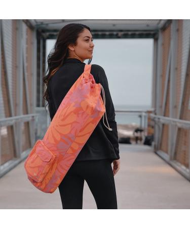 Open Road Goods Eco Friendly Yoga Mat Bag | Organic Yoga Bag For Extra Wide Mats | Yoga Mat Carrier for Men & Women: Full Zip, Adjustable Carry, Pockets, GOTS 100% Cotton Canvas Pink Floral