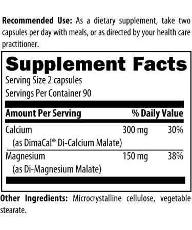 Designs for Health Cal/Mag 2:1 150mg Chelated Magnesium Malate + 300mg Calcium Malate Supplement - Non-GMO Highly Absorbable Bone Support Nutrients (180 Capsules) Standard Packaging - Buy Online on GoSupps.com