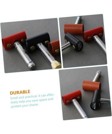 Doitool Leather Razor Cover - Travel Accessory for Razor Head Protection | Synthetic Leather Case for Men | 8.5x4.5cm - Buy Online on GoSupps.com