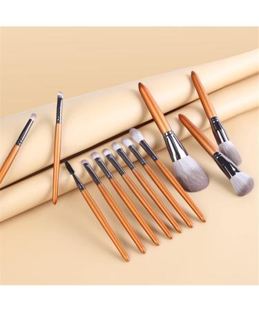 Natural Makeup Brushes Set - Goat Hair Eyeshadow & Face Powder Makeup Brush Kit - Premium Cosmetics in Orange - Buy Online on GoSupps.com