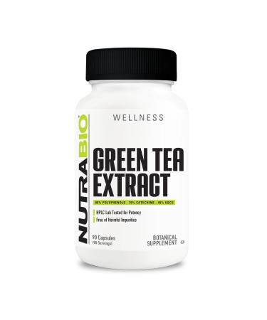 NutraBio Green Tea Extract Adds Antioxidant Benefits and Helps Overall Health and Well-Being 500mg - 90 Capsules