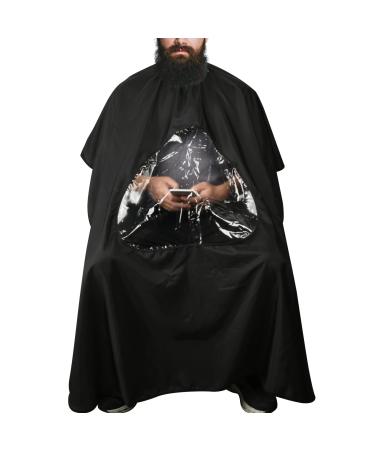 CM Barber Cape with Clear Window Salon Cape Hair Cutting Cover Hair Drape Waterproof Haircut Apron with Buckle for Barber Shop Salon Stylists Home DIY Hairdressing
