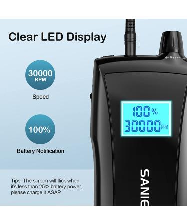 30000 RPM Cordless Rechargeable Nail Drill Machine with Nail Lamp for Manicure & Pedicure - Portable Electric File for Acrylic Gel Nails - Speed Display - Black - Buy Online on GoSupps.com