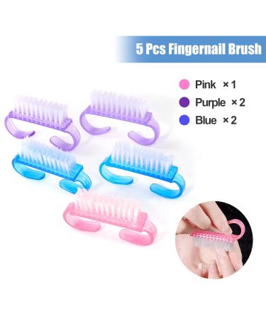 Buy Hanyousheng Nail Brush Set - 5 PCs Hand Washing & Dust Remover Brushes with Handle | Ideal for Beauty & Nail Cleaning (3 Colors) - Buy Online on GoSupps.com