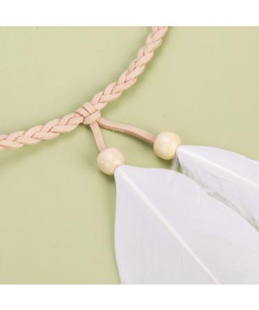 Girls Lady Bohemian Headband Handmade Peacock Feather Tassel Headdress Tribal Indian Headpiece Fascinator Headwear Hippie Boho Hair Accessories for Women Dance Party Festival (white) - Buy Online on GoSupps.com