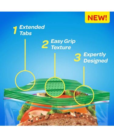 Ziploc Sandwich and Snack Bags for On the Go Freshness Grip 'n Seal Technology for Easier Grip Open and Close 40 Count - Buy Online on GoSupps.com