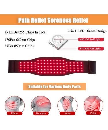 Naviocean Red Infrared Light Therapy Belt - Pain Relief Wrap with Timer for Back, Shoulder, Knee Joints - 660NM 850NM Near-Infrared LED Light Device - Buy Online on GoSupps.com