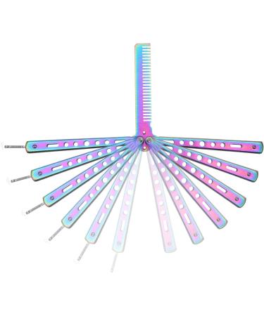 Rainbow Butterfly Pocket Comb - Metal Training Comb for Hair & Beard | Salon Beauty Tool - Buy Online on GoSupps.com