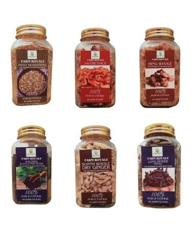 Farm Royale Spice Combo(Pizza Seasoning Javitri Hing Whole Kalongi Dry Ginger Long Pepper