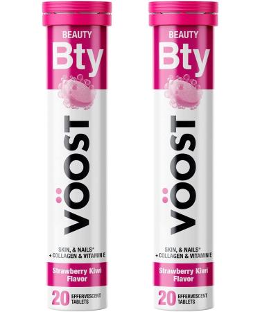 Voost Beauty Biotin Vitamin E C Collagen Effervescent Tablet 40ct - Strawberry Kiwi Flavor, Sugar-Free, Low Calorie - Hair Skin Nail Support - Buy Online on GoSupps.com