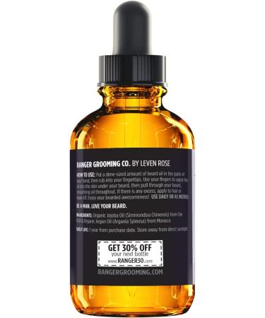 Ranger Grooming Co Fragrance-Free Beard Oil 1 oz - 100% Pure Natural Conditioner for Groomed Beards and Moisturized Skin - Buy Online on GoSupps.com