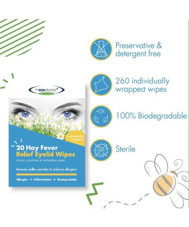 The Eye Doctor Hay Fever Relief Eyelid Wipes - 260x Single Use for Allergy & Hayfever - Cooling Soothing Relief - 260 Count - Buy Online on GoSupps.com