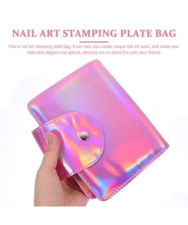 Lurrose Nail Art Kit - Square Stand Holder Pressure Template Stamper & Storage Bag - Pink PU for Manicure & Nail Plates - Buy Online on GoSupps.com