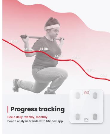 FITINDEX Smart Scale - Digital Bathroom Scale for Body Weight, Body Fat, BMI, Muscle | Bluetooth Body Composition Health Monitor - White - Buy Online on GoSupps.com