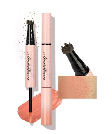 Anglicolor Tache de Rousseur 2-EN-1 avec blush naturel s chage rapide r sistant l'eau facile utiliser contr le de la taille des taches de rousseur maquillage h l (01#Light Brown+Soft Nude Pink)